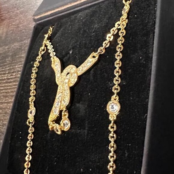 VINTAGE MONET Gold Plated Necklace with Crystals in gift box VINTAGE MONET - Picture 12 of 15
